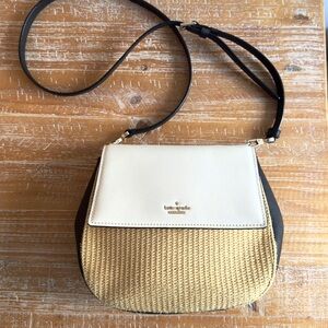 Kate Spade Cameron Street Straw Byrdie Leather Woven Adjustable Crossbody Purse